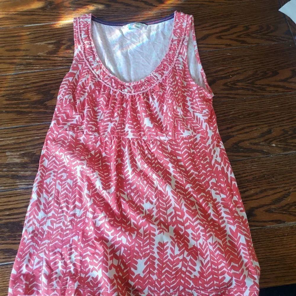 Boden sleeveless red&white fern top sz 4